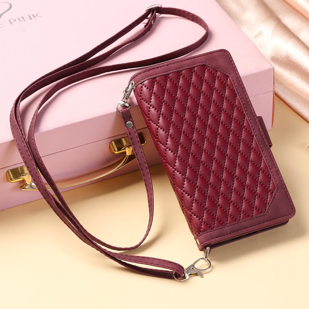 Luxuriöse Lederhülle mit Reißverschluss für iPhone 14 13 12 11 Pro XS Max X XR 7 8 Plus SE 2 3 Kartensteckplatzhalter Crossbody Wallet Handyhülle