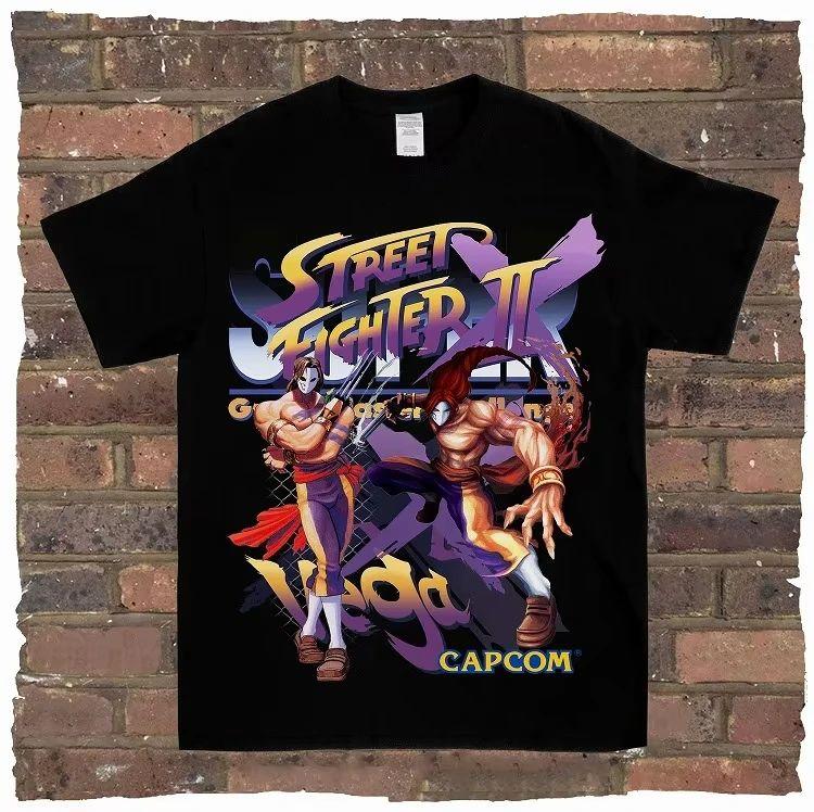 Classic Action Game Arcade Short Sleeve Printed Cotton T-Shirt Vintage High Street Top Casual Loose Streetwear Unisex