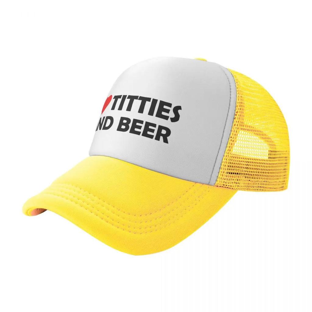 Gorra de camionero unisex para mujer I Love Titties and Beer, gorras de béisbol con malla para exteriores, snapback, gorra de humor ajustable, gorra de carreras, moda