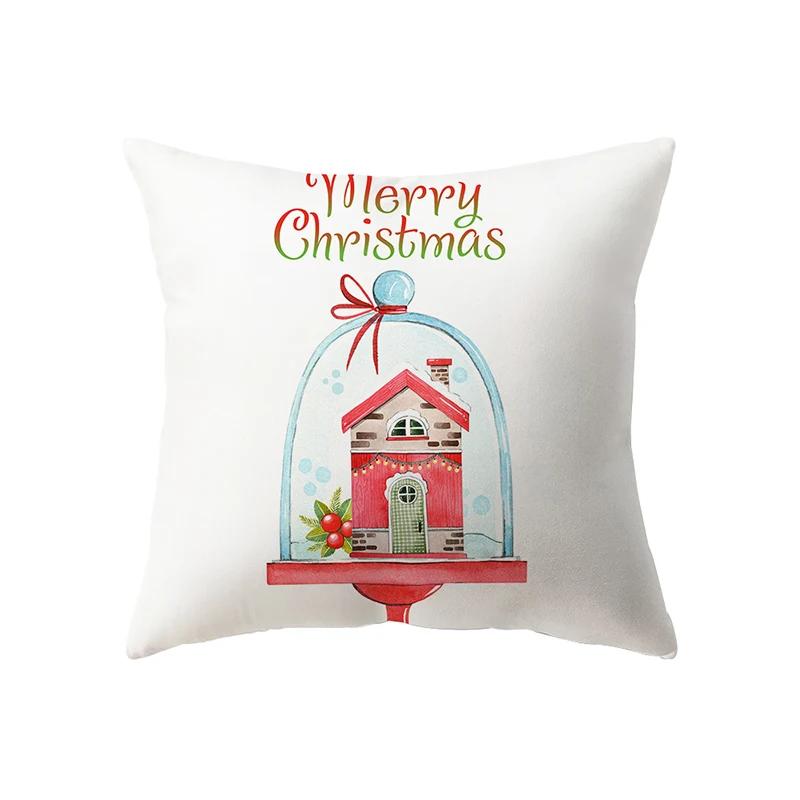 Merry Christmas Santa Claus Decorative Printed Pattern Cushion Cover Home Living Room Sofa Pillow
