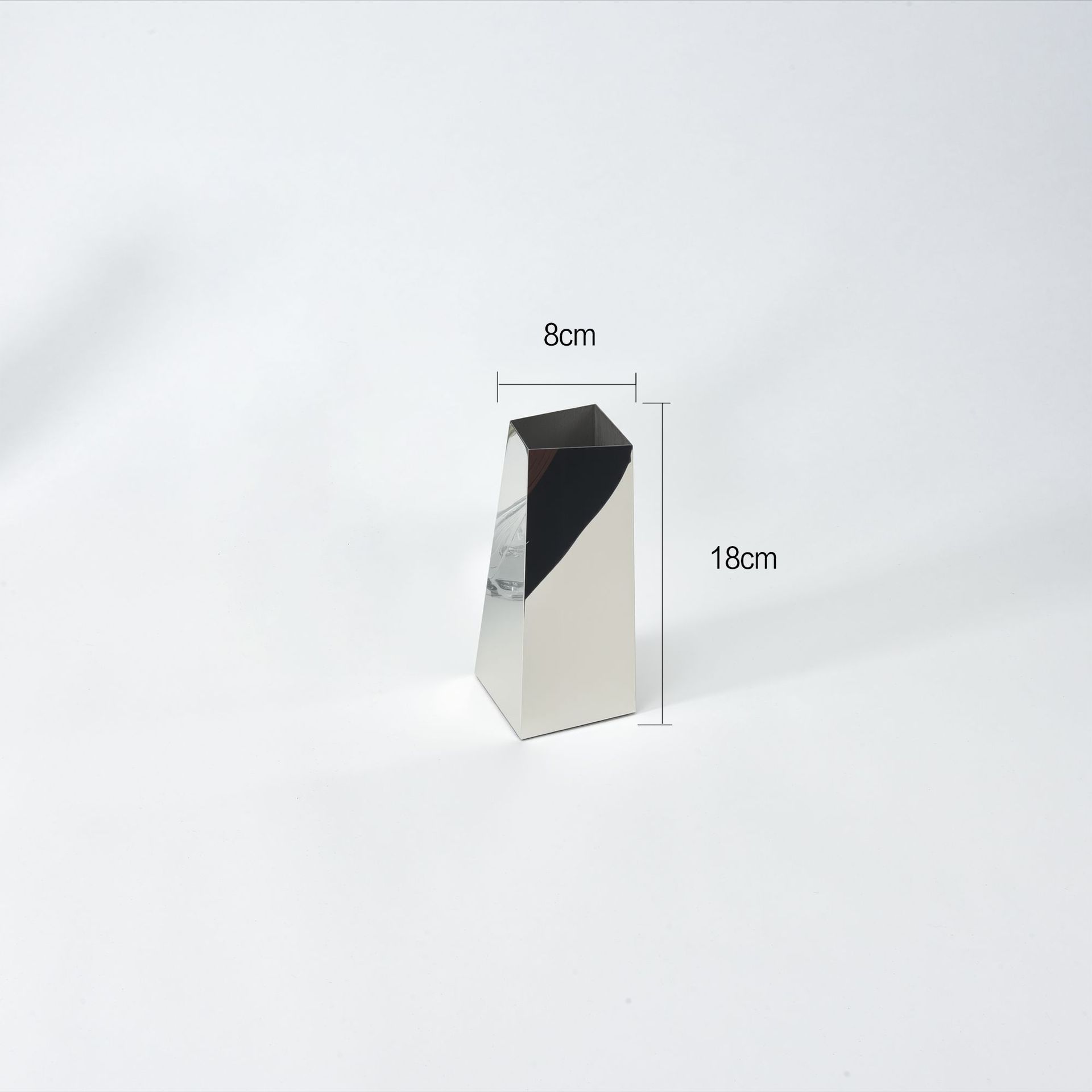 Metal Vase Stainless Steel Geometric Mirror Surface Flower Vase Flowerpot Trapezoid Flower Arrangement Home Decoration