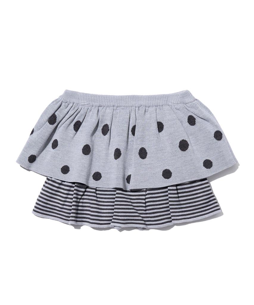 Yuhee Dot Pattern Ruffle Knit Skirt Gray