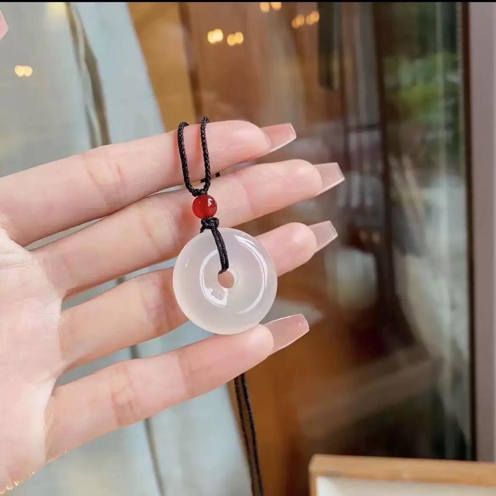 Trendy Woven Jade Safety Buckle Necklace for Students & Couples