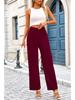 Women's High Waist Elastic Casual Pants with Button and Pockets