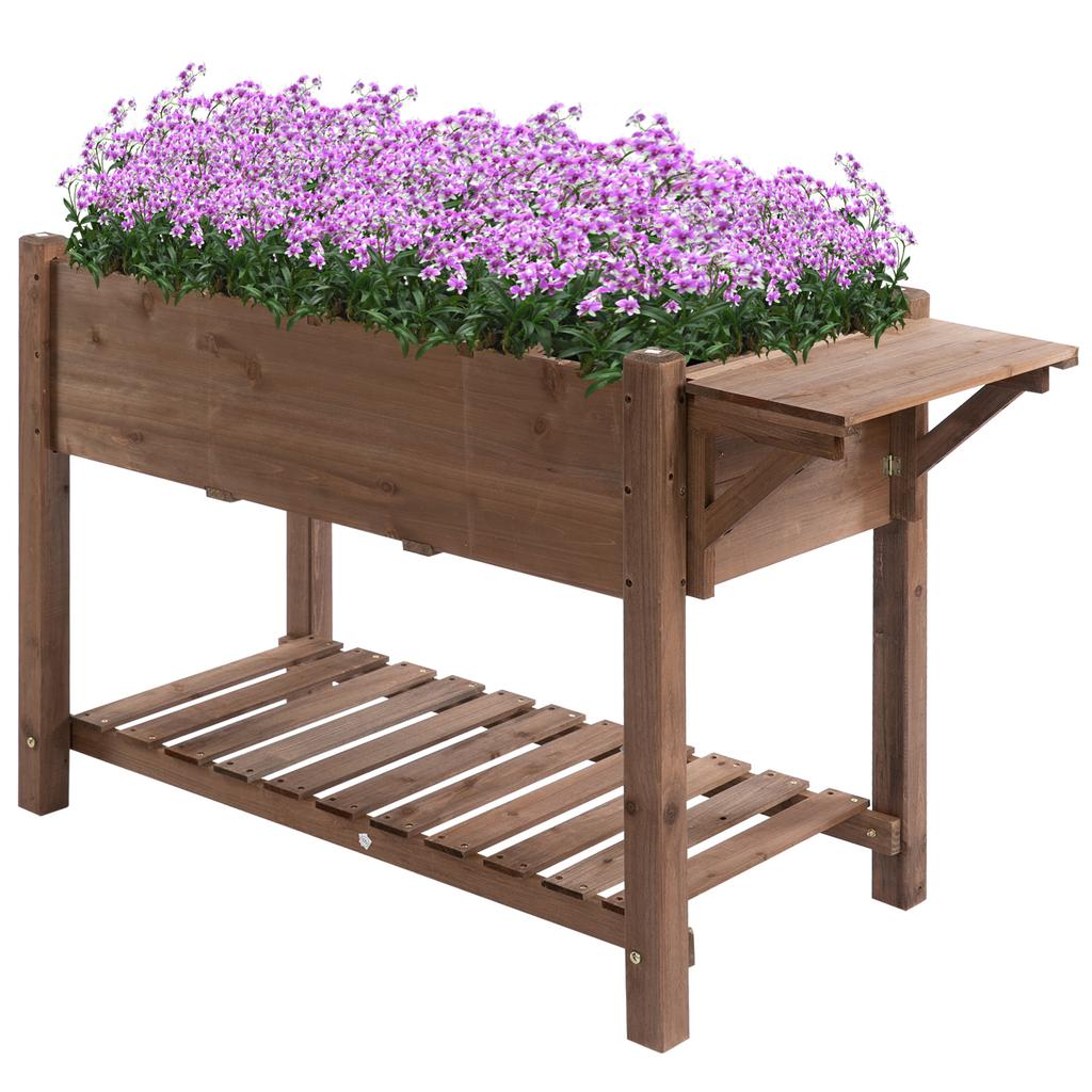 Raised Bed Planter Box With 8 Divided Grids Foldable Shelf Flower Box Flower Pot Herb Garden Solid Wood Brown 123 X 54 X 80 Cm