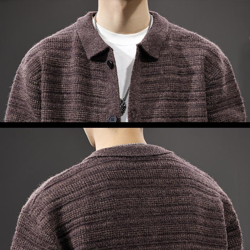 Men's Retro Lazy Style Lapel Cardigan Sweater - Trendy, Casual, and Versatile Knitwear