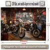 2D Vintage Motorrad Werkstatt Kulisse Banner - Biker Party Foto Hintergrund