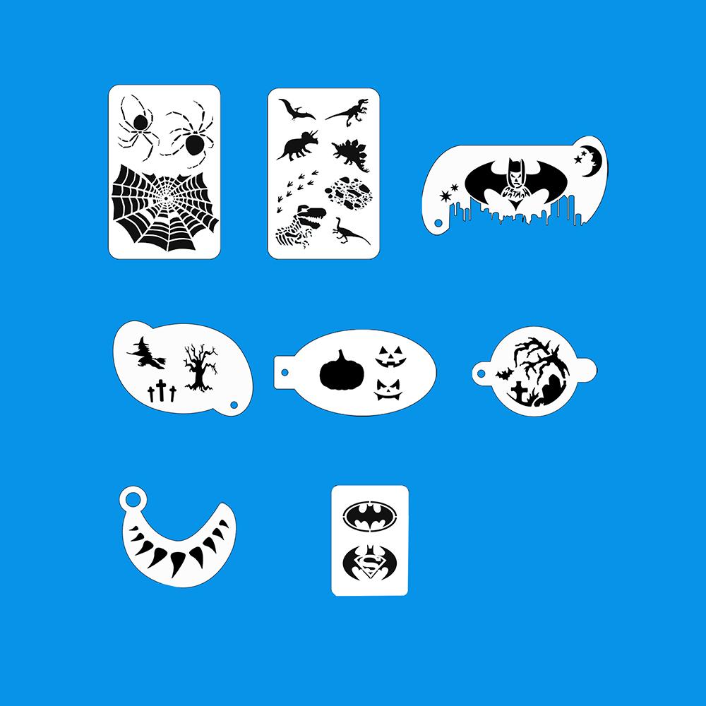 8 szt. 9 szt. Wielokrotnego użytku Szablony do Malowania Twarzy do Malowania Ciała Halloween Party Makijaż Szablony do Tymczasowych Tatuaży