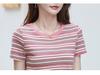 Women's Striped Short-Sleeve Round Neck Loose T-Shirt, Casual Color Block Plus Size, Japanese & Korean Style