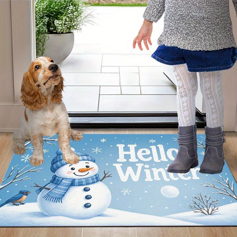 1Pcs Anti Fatigue Kitchen Rugsinter Snowman Print Waterproof Non-Slip Thick Cushioned Kitchen Mat Heavy Duty Comfort Standing Mat for Kitchen