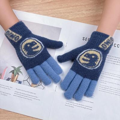 Coole Winterstrickhandschuhe für Kinder - Stilvolles Fünffinger-Kälteschutzdesign für kleine und mittelgroße Kinder