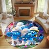Blue Smurfs Print Round Rug, Washable Floor Carpet, For Entryway Dorm Laundry Room Office Study, Home Decor Birthday Christmas Gift