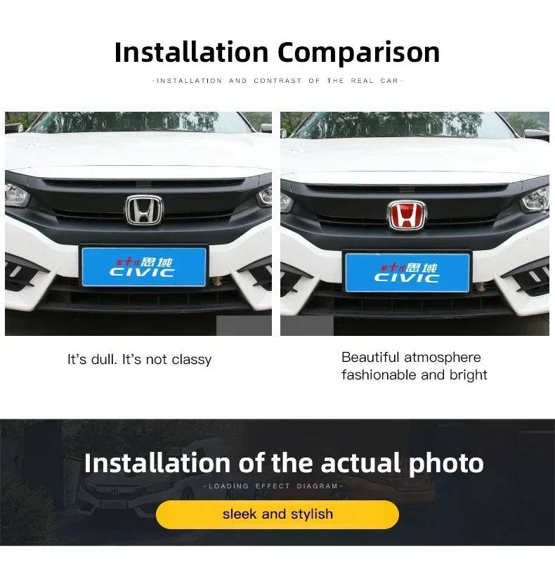 For Honda 2006-2019 8th 9th 10th 11th Car Mirror surface Logo Front Grille Trunk JMYID56 Steering Wheel Decoration Accessories