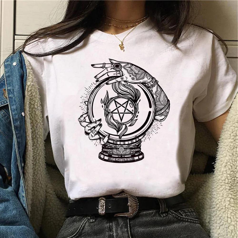 Witch Triple Moon Gothic Sun top women harajuku t-shirts girl graphic harajuku 2000s clothing women's gothic style sleeve shirt