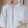 Johnature Women Vintage Stand Dresses Half Sleeve Jacquard Chinese Style Spring Summer A-Line Dress