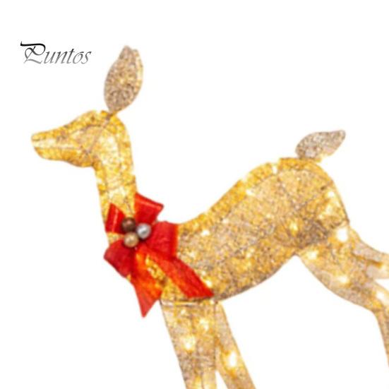 Prismatic Reindeer Figures for Christmas Acrylic Light, 2D Glowing Ornament with LED String Light-up Holiday Decorations Home Garden, Festive