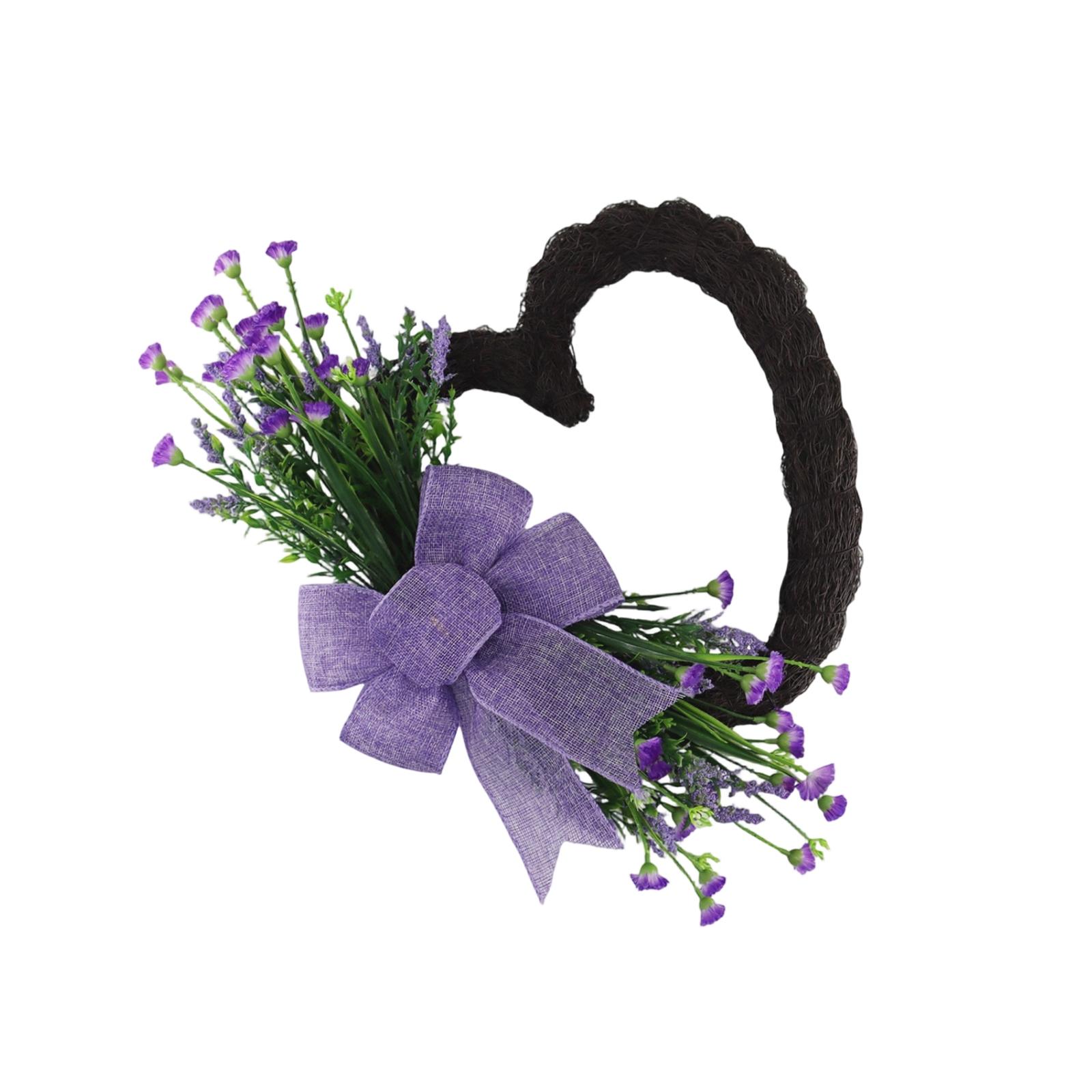 

48*35cm Valentine s Day Wreath, Heart-Shaped Wreath, Door Decoration, Home Door Hanging, Front Door Wreath, Spring . One Size фиолетовый