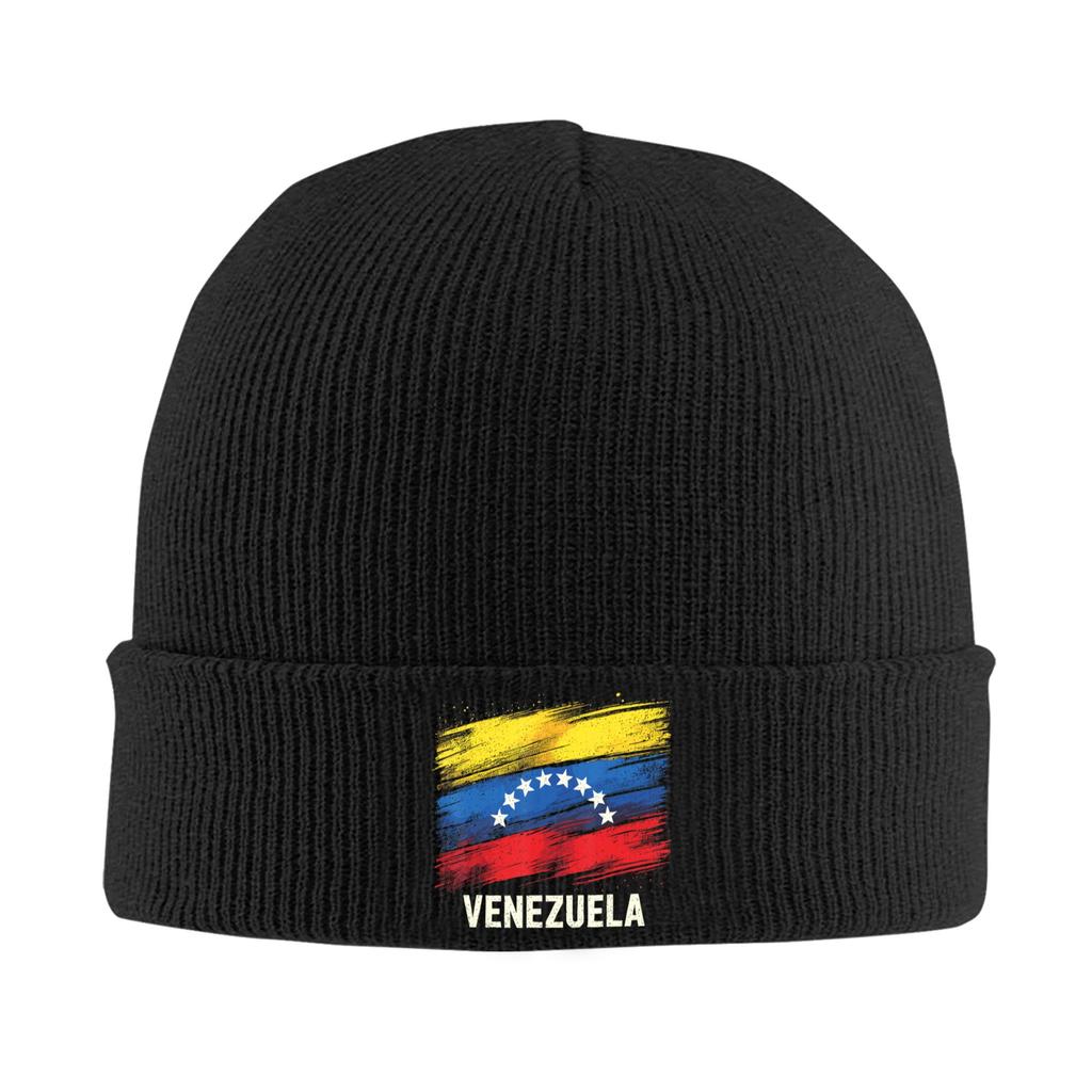 Venezuela Flag Venezuelan Beanie Hats Knitting Hat Adult Unisex Vintage Head Wrap Caps Winter Hippie Design Bonnet Hats