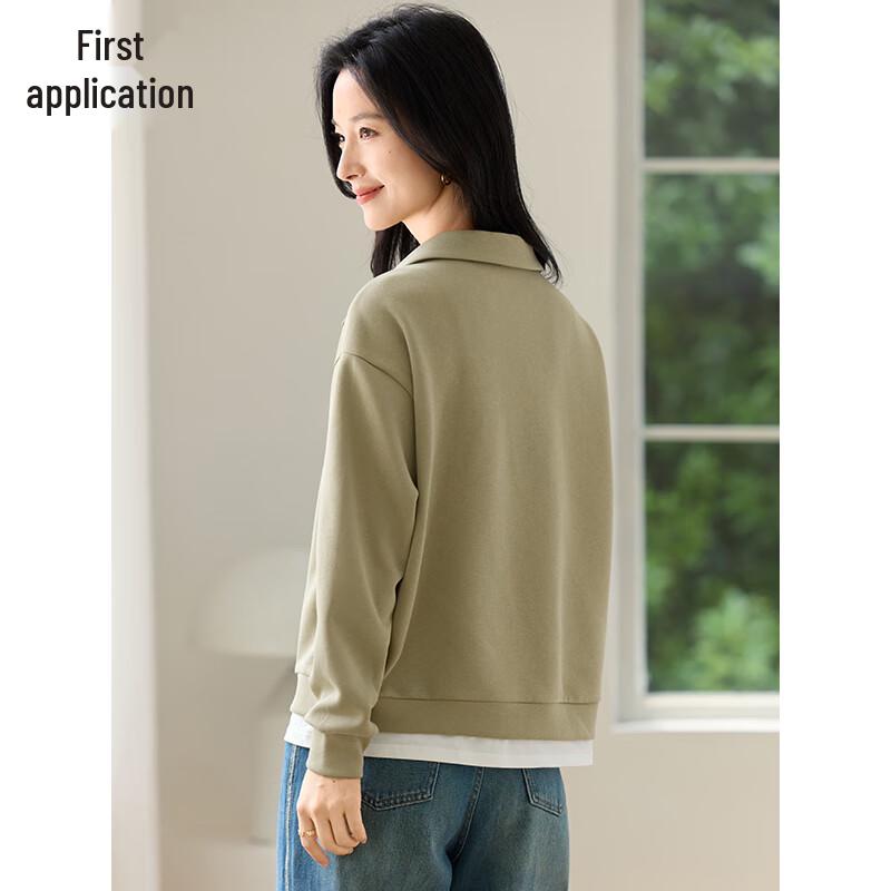 Women's Classic Polo Spliced Faux Two-Piece Sweatshirt