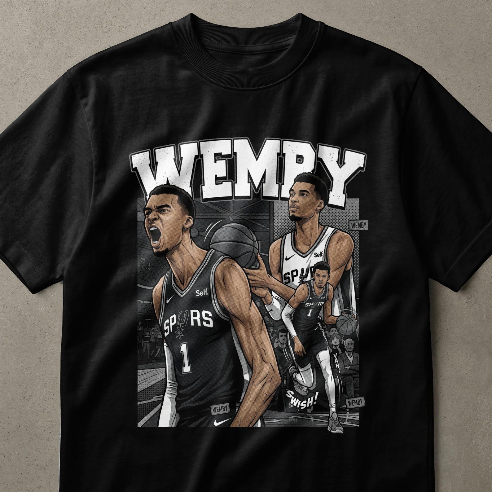 Wemby Basketball Legend T-Shirt | Dynamic Athlete Fan Art Tee | Unique Hoops Graphic Player Shirt Gift for Men & Women S