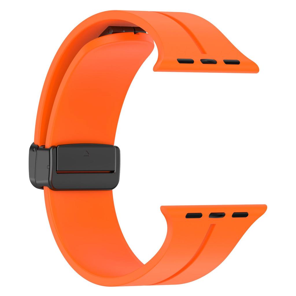 Apple Watch SE Silicone Magnetic Strap - Solid Color Folding Buckle Wristband