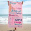 Custom Name Beach Towels For Kids/Youth/Adult Monogram Pool Towel Vacation Gift Picnic Towel Pool Party Gift Absorbent Quick-Dry