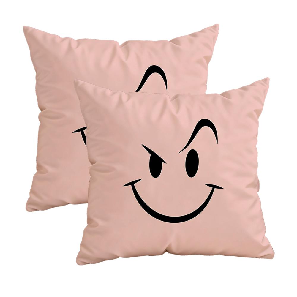 Smiling Face Pink Pillowcasezipper Design, Decorative Pillowcase, 45X45 Cm Pillowcase