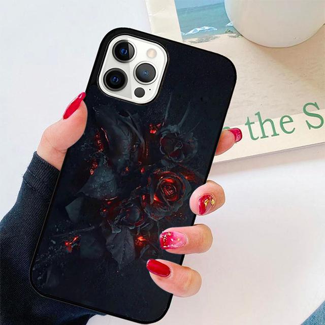Autumu Burning Love Rose Phone Case Cover for iPhone 17 Air 16 16e 15 12 11 13 14 Pro Max Apple Plus Coque