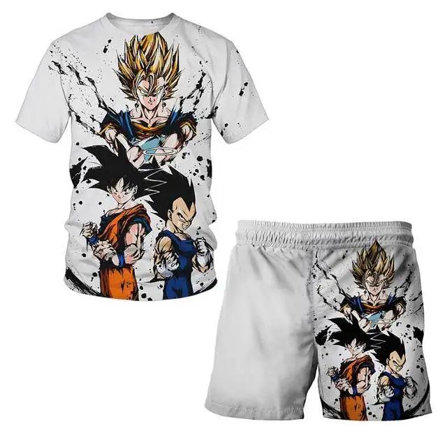 Fashion Dragon Ball Z Tshirt Set Kids Vegeta Boys Clothes Girls Mens Women T-shirt Suit Trucksuit Clothes 3d Goku Short Sleeve
