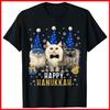 Glückliches Hanukkat Jüdisches Feiertags Lustige Chanukka Katzenliebhaber Schwarzes Baumwoll-T-Shirt