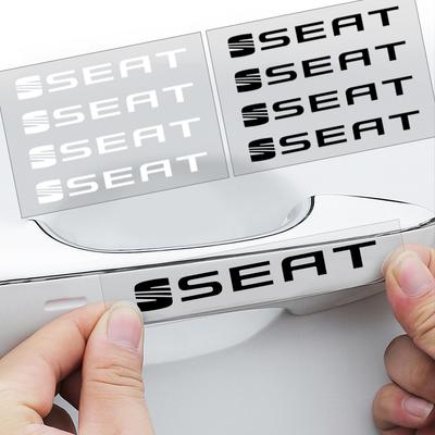 4Pcs Car Door Handle Stickers Tire Rear View Mirror Decals Emblem for Alhambra MK3 Leon FR Altea Ibiza Toledo Cordoba Arona Ateca
