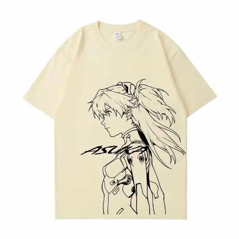 EVA Anime Short-sleeved Unit-01 Asuka T-shirt 2026 Summer New Mecha Pure Cotton Off-the-shoulder Top for Men and women