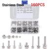 160PCS M2 M2.5 M3 M4 M5-304 Stainless Steel Cross Pan Head Combination Screw and Nut Set