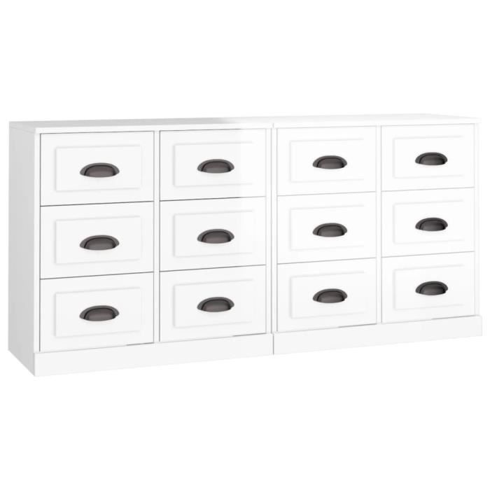 VidaXL Buffets 2 pcs blanc brillant bois d'ingénierie 3185281