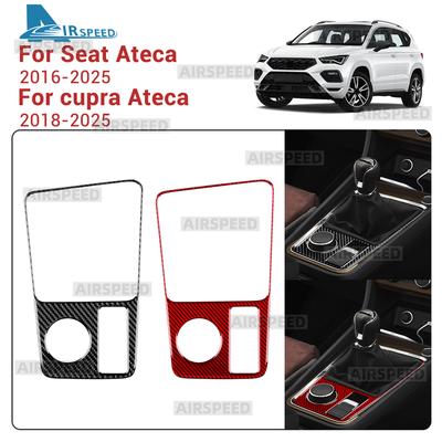 For SEAT Ateca 5F 2016-2025 For Cupra Ateca 5F 2018-2025 Car Manual Gear Shift Panel Real Soft Carbon Fiber Trim Sticker LHD RHD