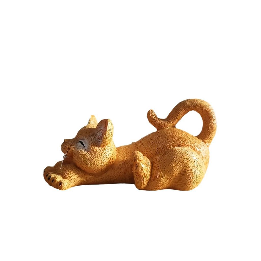 Nuovo Gatto Cartone Animato Che Si Stira Artigianato in Resina Ornamento da Scrivania