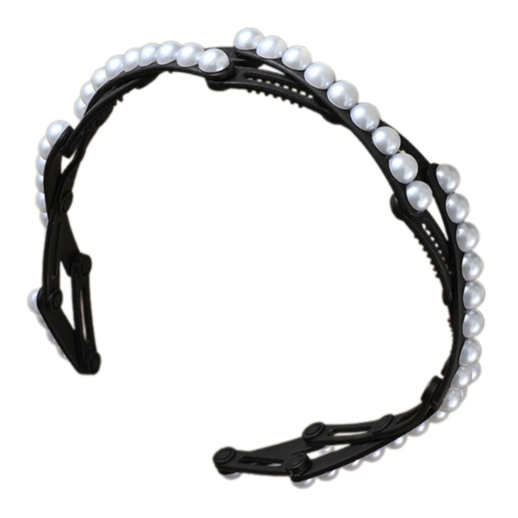 Korean Fashion Portable Hair Hoop For Women Foldable Headband With Anti Slip Designs And Faux Pearls Decoration
