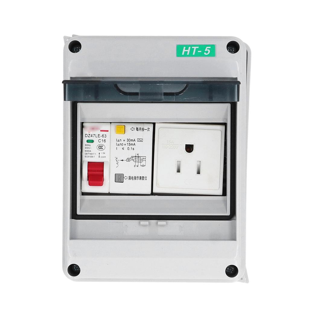 Distribution Box 1 Way 15A IP65 Waterproof Circuit Breaker Protection Case 110‑250VAC US Plug for In