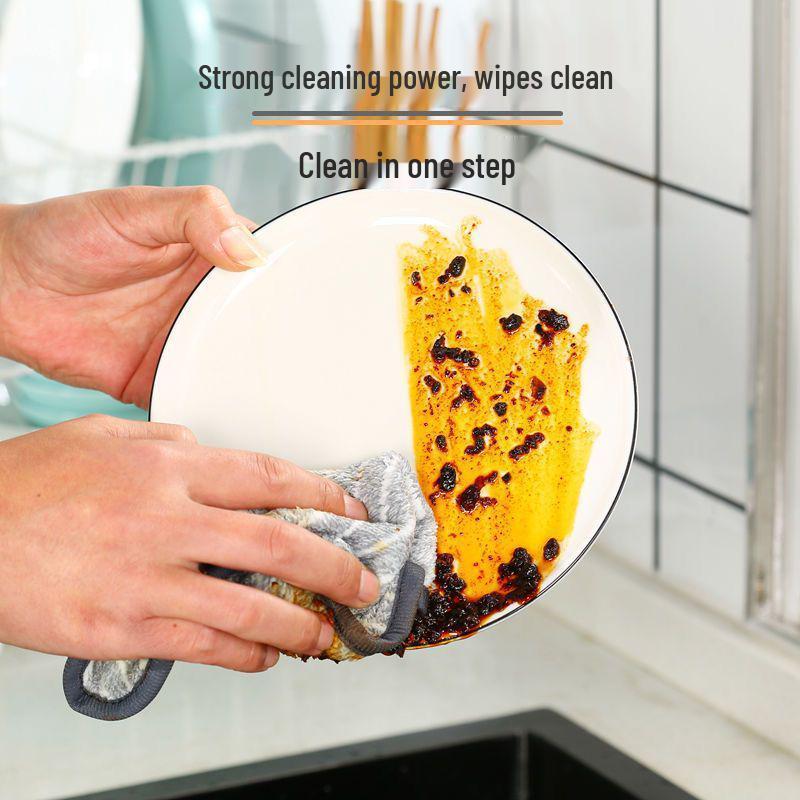 Bamboo Charcoal Fiber Non-Stick Oil-Absorbent Dish Towel, Lint-Free and Thickened for Cleaning.