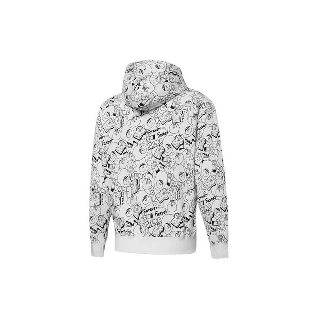 Puma Club Aop Fz Hoodie With Embroidered Logo Pattern Full Print Knit Hooded Jacket Men Outerwear White 533201-52