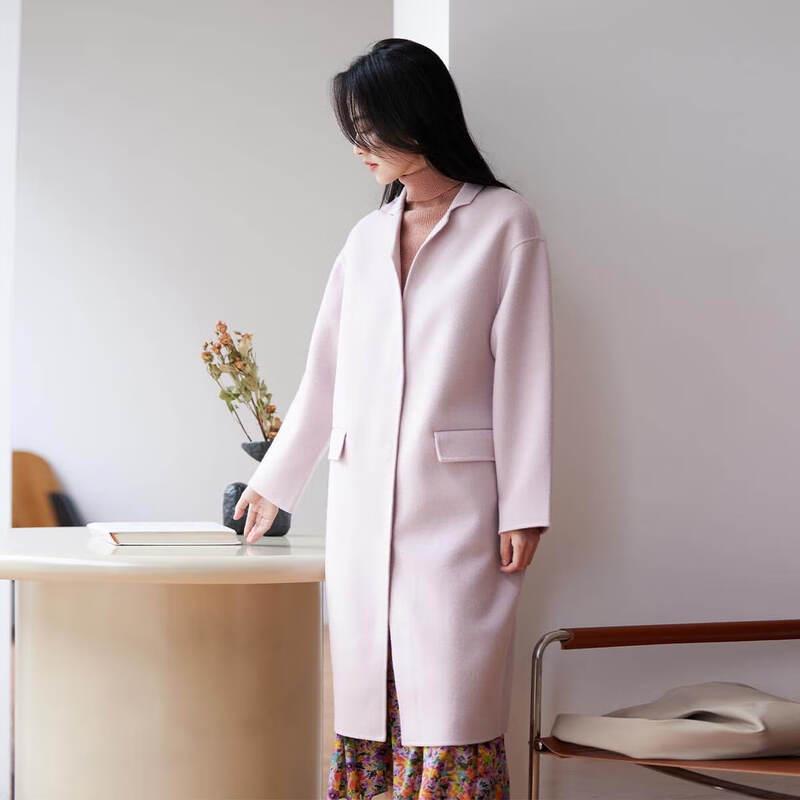 Sinoford Women's Cashmere Blend Lapel Commuter Coat