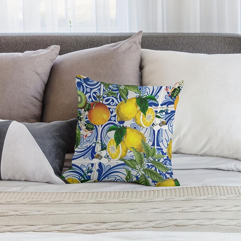 Mediterranean Lemon Cushion Covers Cozy Chair Living Room Pillowcase Fashion Zipper Sofa Pillow Covers Bedroom Home Decor