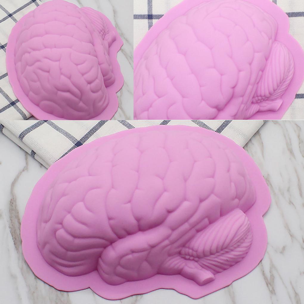 Human Brain Shape Pan Baking Silicone Halloween Cake Mold Pudding Jello Dessert Bread Mold