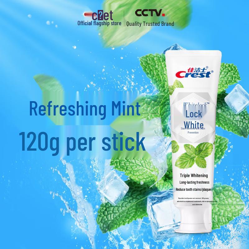 Crest Dual-Color Lock White Toothpaste, Ocean Mint