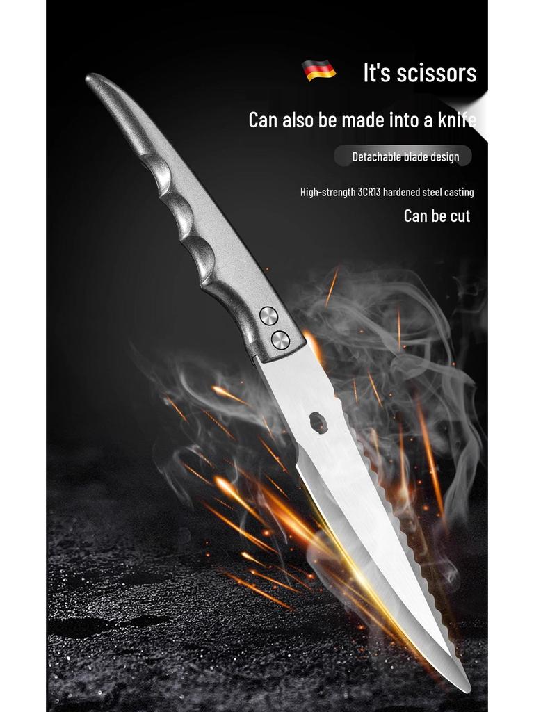 All-Stainless Steel Multi-Functional Kitchen Shears for Chicken, Duck, and Fish