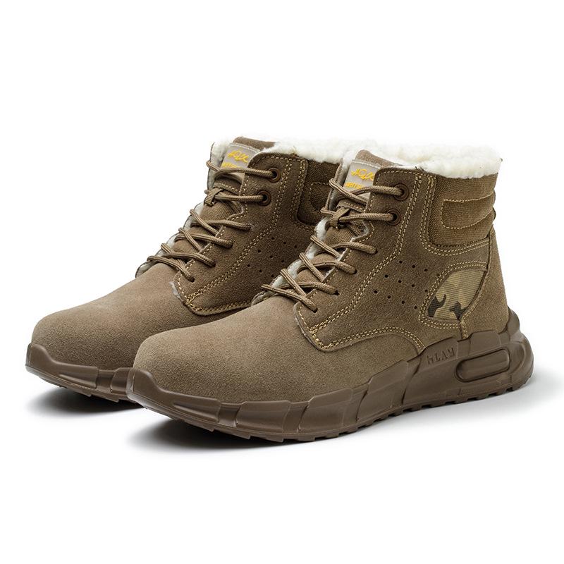 Men s Insulated Fleece-Lined Safety Work Shoes - Anti-Smash, Anti-Puncture, Lightweight, Wear-Resistant, Winter Protection. Khaki; 43