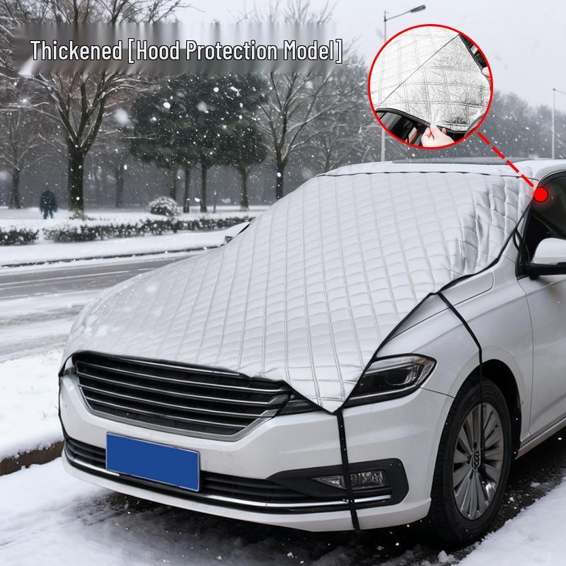 

Car Half Cover: Aluminum Film Sun & Snow Shield, Universal Full Window Protection, Anti-freeze, Rain, Frost, and Sun Shade. Hood Snow Shield [Three-layer Thickened] срібний