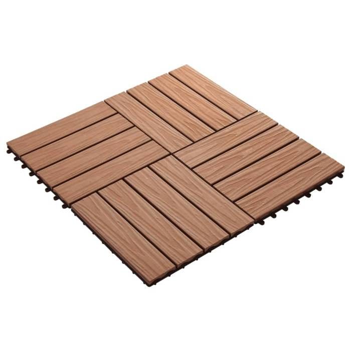 VidaXL 11x Carreau de Terrasse Relief WPC 30x30 cm 1 m² Marron Dalle de Jardin 45034