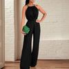 Damen Farbiger ärmelloser Hosenanzug Slim-Fit