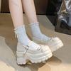 Fashion New Silver Bow Thick Bottom High-heeled Mary Jane Shoes College Style Shallow Mouth Fashion Pumps Autumn Heeled Single Shoes